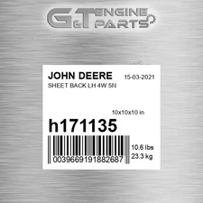 H171135 SHEET BACK LH 4W 5N fits JOHN DEERE (Surplus Open Box)