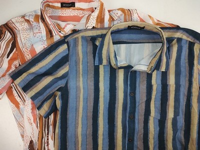 MCEDAR Short Sleeve Men's Multi-Color Button-up Shirt M Lot of 2 Used