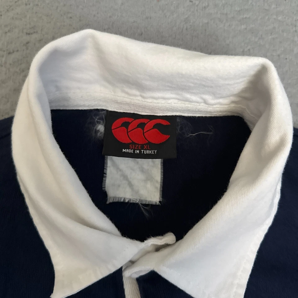 Кентербери регби поло мужской размер XL синий длинным рукавом шесть наций рубашка * читать - Изображение 2 из 4