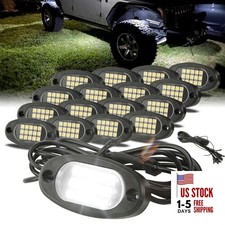 16 Pods Quick Connect White Rock Lights, 4M Extension Wires Each Light, 15