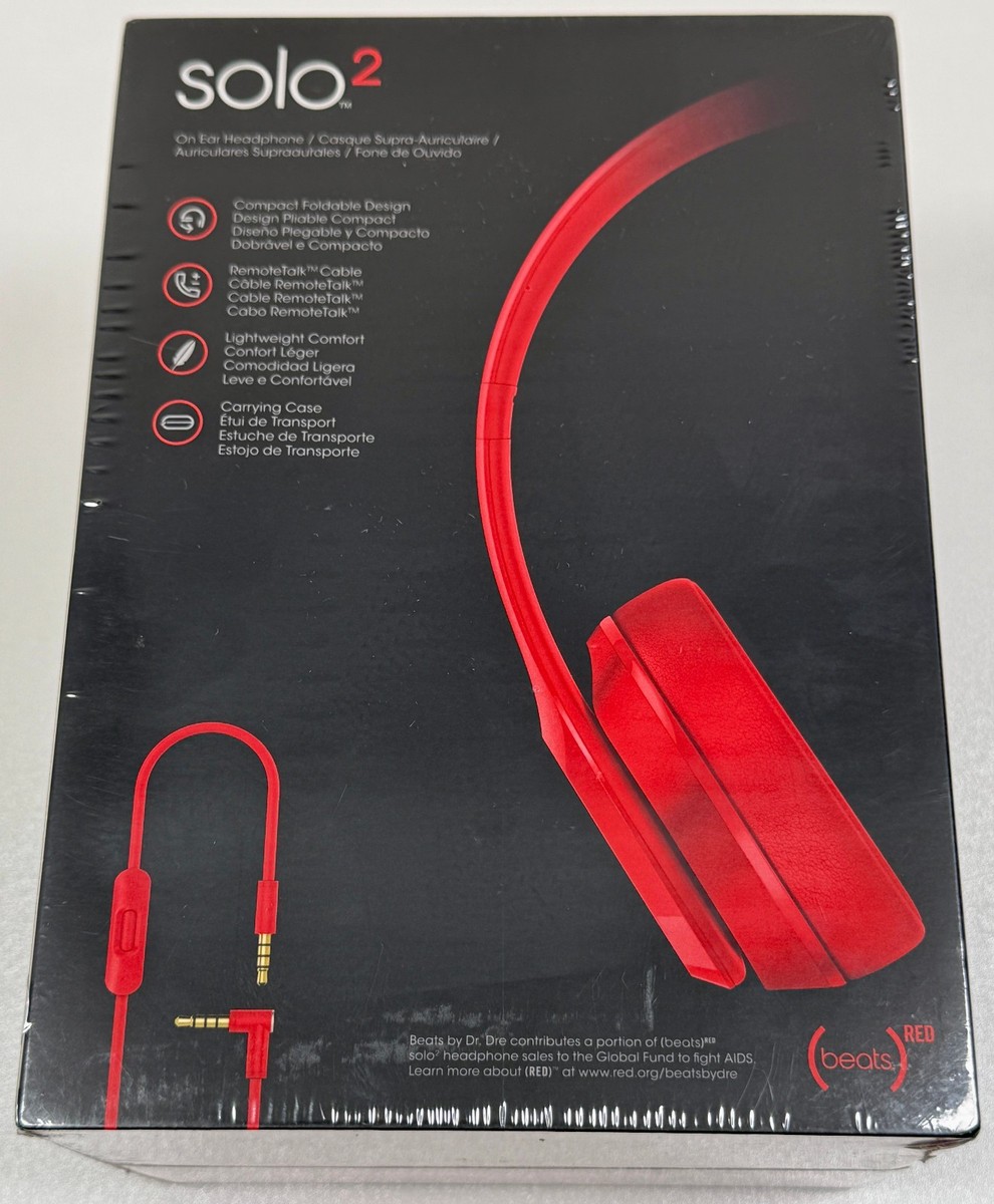Beats Solo 2 by Dr. Dre 3.5mm Wired Headphones Gloss Product Red