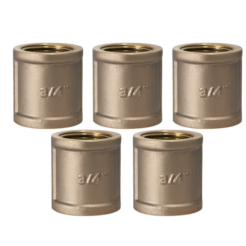 5 Pack XFITTING 3/4" FIP x 3/4" FIP Coupling, Female NPT Brass Coupling