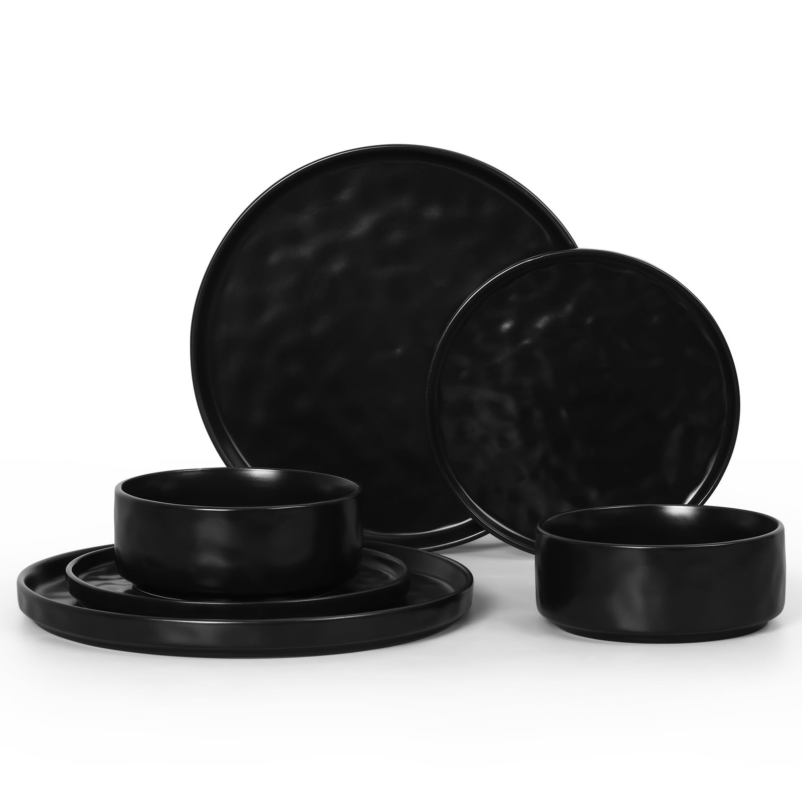 Dinnerware Dishes Sets for 2, 6 Piece Stoneware Plates and Bowls Dishware Set...