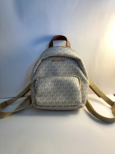 Michael Kors Erin Backpack in the signature vanilla and luggage colorway