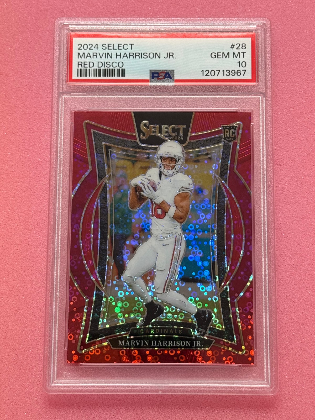 2024 PANINI SELECT MARVIN HARRISON JR RED DISCO /49 #28 PSA 10 POP 5
