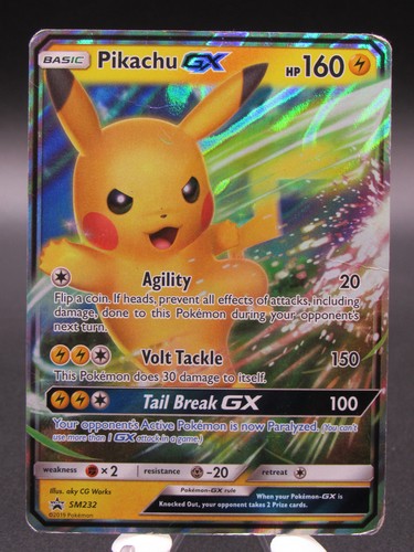 Pikachu GX SM232 Sun & Moon Promo (Heavily Played/HP) Crease