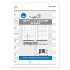 Blank Two-Sided Family Group Sheets for Genealogy 40  Professional Grade Arc...
