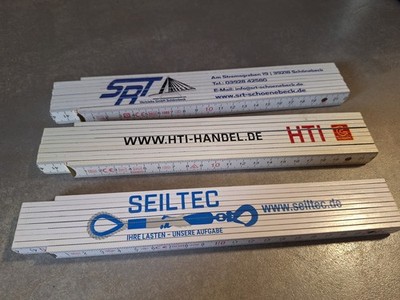 3x alter Werbezollstock Zollstock Sammler Konvolut HTI Seiltec SRT Holz maßstab