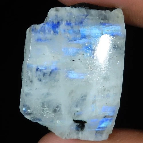 38.75 Ct Natural Rainbow Moonstone Rough Gemstone for Jewelry Making 20x28x6 mm