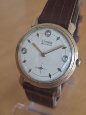 SEHR SCHÖNE,ELTENE VINTAGE GRUEN PRECISION  HERRENARBANDUHR MIT DIAMANTBESATZ