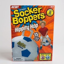 Socker Boppers Hippity Hop Inflatable Ball 15" Blue and white soccer ball