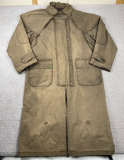 VTG Down Under Duster Jacket Mens M Oilskin Waxed Canvas Trench Coat Western 90s