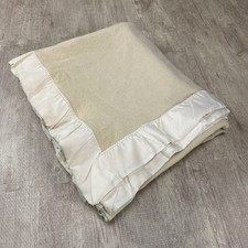 VTG FARIBO 100 PURE WOOL BLANKET GOLD SATIN TRIM 100 X 70 FARIBAULT WOOLEN