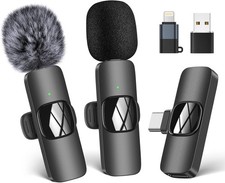 HMKCH Wireless Lavalier Microphone for iPhone iPad Android PC Lapel Mic