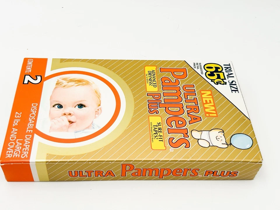 Подгузники ULTRA Pampers Plus 1987 пробный размер пластик НОВЫЕ размер большая коробка 2 новые из старых запасов - Изображение 3 из 4