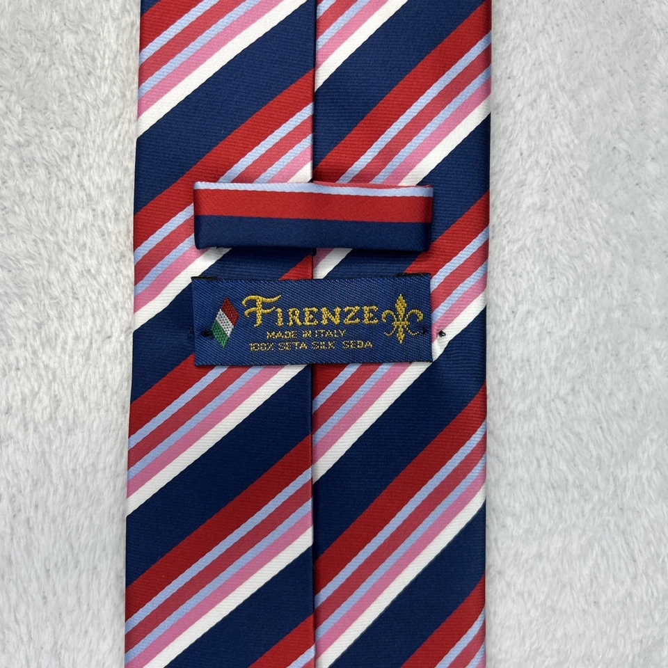 Corbata Firenze Multicolor Rayas Hombre 3.5”x 58.5” Toda Seda Hecha en Italia Foto 2 de 4
