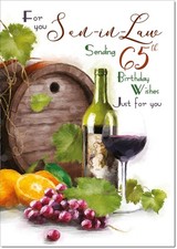Doodlecards Son-in-Law 65th Birthday Card Age 65 Wine Vineyard