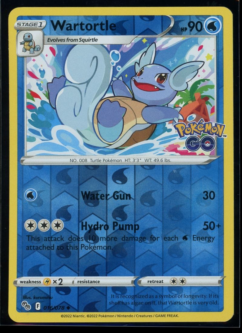 2022 Sword & Shield - Pokémon GO Wartortle Reverse Holo Pokemon Card #16