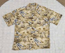 Koko Island Hawaiian Tan/Brown Short Sleeve Shirt Men's Size M