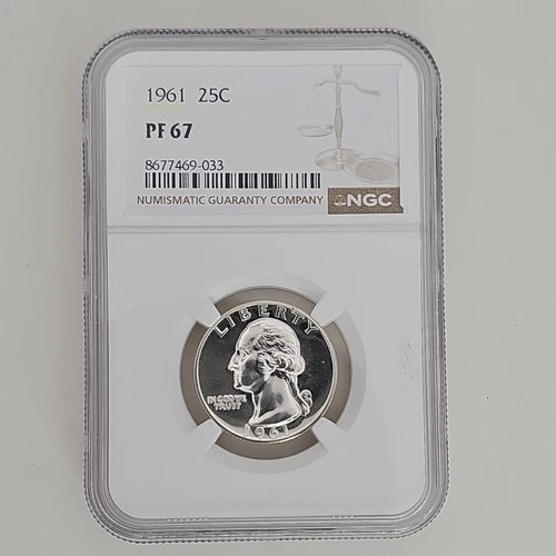 1961 25C Proof Silver Washington Quarter Dollar - NGC PF67