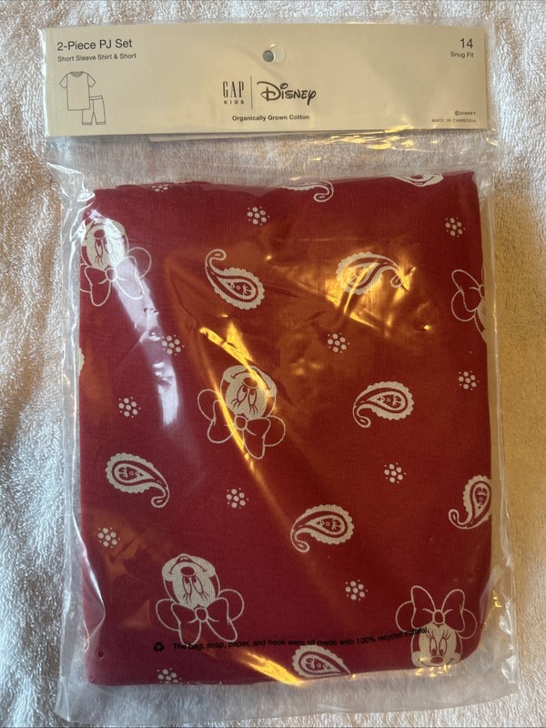 NWT GapKids Minnie Mouse Girls Shorts Pajama Set Size 14
