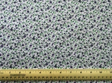 1/4 yard cotton fabric MDG Fabrics Tiny Purple Flowers With Green Vines Leaves