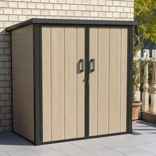 51 cuft Outdoor Tall Storage Shed w/2 Shelves Vertical Tool Shed Lockable Doors