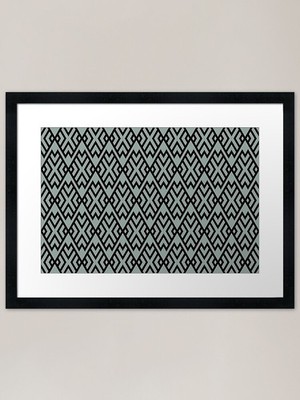 Grüne und schwarze Rautenform Fliese gerahmt Wandbild Poster Leinwanddruck Bild
