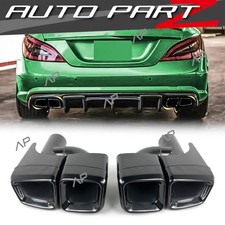 Schwarz H-Endrohre Auspuffblenden eckig f&uuml;r Mercedes-Benz CLS C218 C219 W221