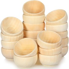Uiifan Set of 40 Wood Small Bowls Unfinished Wooden Mini Round Bowl Serving C...