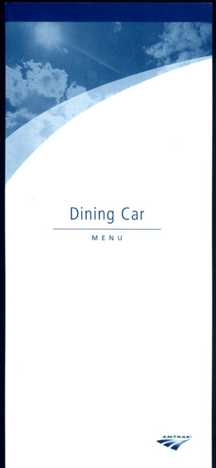 Amtrak Railroad Dining Car Menu for all trains c 1980