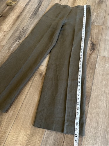 Talbots Pure Irish Linen Women’s High Rise Wide Leg Pants Size 2 Khaki Green - Picture 5 of 12