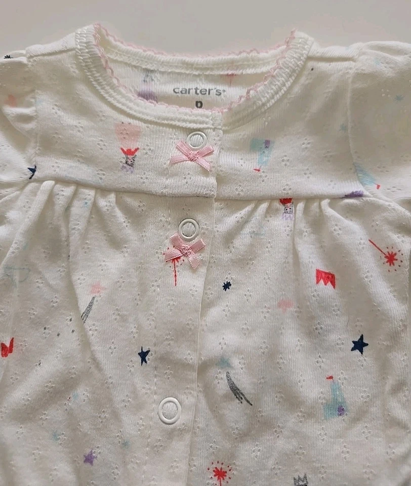 Ropa de dormir Carter's Preemie Princess con patas de algodón para niña nueva con etiquetas Foto 2 de 3