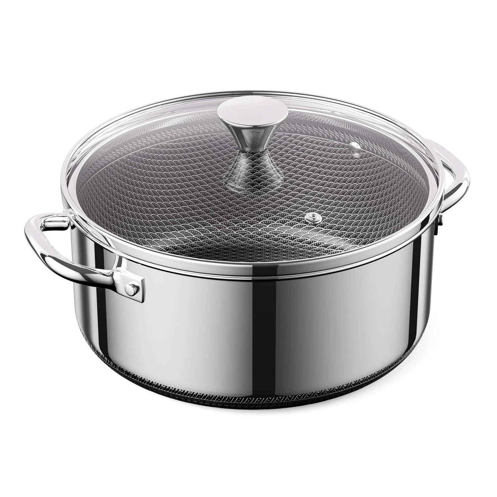 Hybrid Nonstick 2-Quart Stockpot,8 Inch Stainless Steel Stockpot with Glass L...