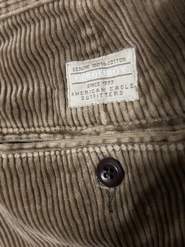 Vtg American Eagle Y2K Men's Corduroy Pants Plain Front Baggy Brown (34x29) - Picture 18 of 19