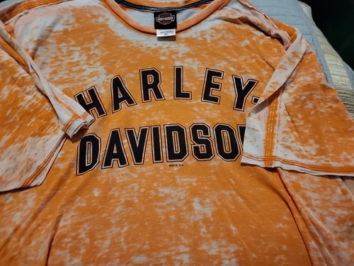 Harley Davidson. Myrtle Beach , SC. Orange & Black Tie Dye Shirt Womans Size XL - Picture 3 of 7