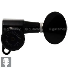 NEW Hipshot Locking M6 Schaller Mini Style Keys LARGE OVAL Buttons Set 3x3 BLACK