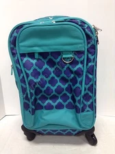 Pottery Barn Teen Getaway Clover Dot Pool Rolling Luggage Backpack Suitcase Aqua