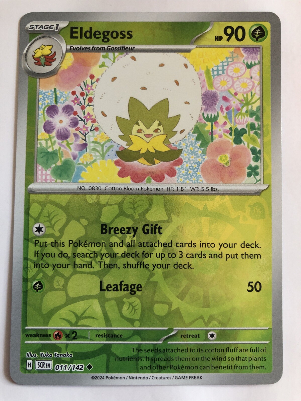 Pokémon TCG Stellar Crown Eldegoss Reverse Holofoil 011/142 NM