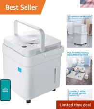 Versatile 50 Pint Cube Dehumidifier - Covers 4,500 Sq. Ft., Washable Filter