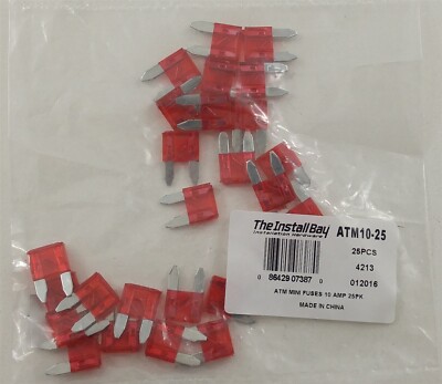 Install Bay ATM10-25 ATM 10 Amp Mini Blade Fuse Car / Boat / Truck - Pack of 25