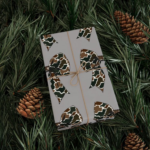 Camo Bow Coquette Grey Wrapping Papers - Picture 6 of 37