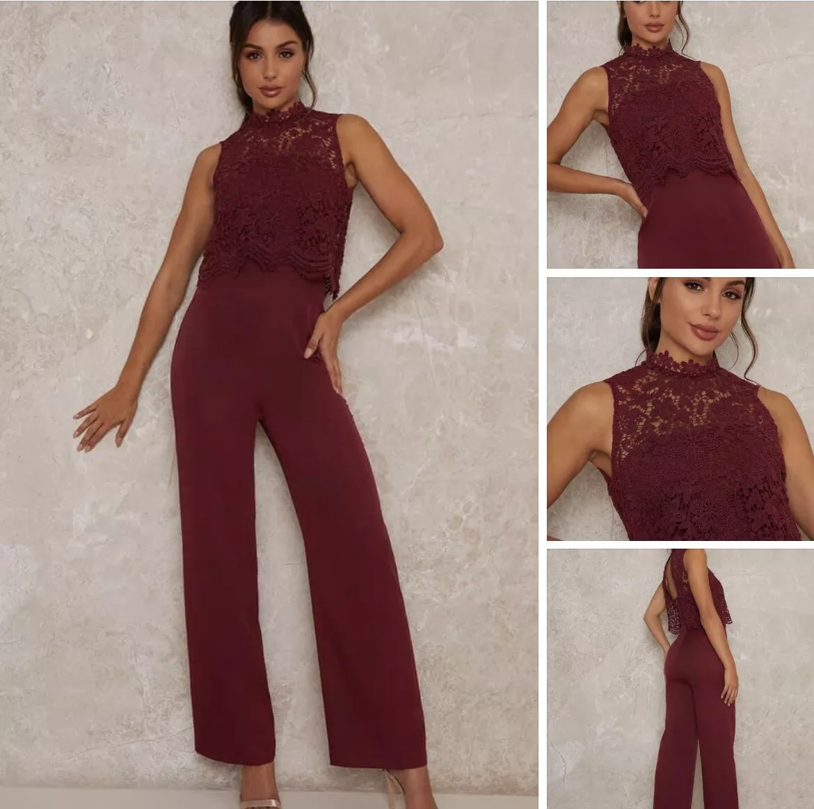 High neck hotsell lace jumpsuit