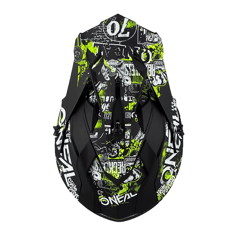 Oneal 2Series Attack Casque De Cross Enfants Mat Noir Jaune Fluo - Photo 4/4