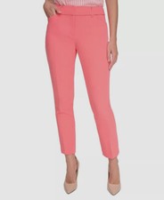 Tommy Hilfiger Women's Pink Flat-Front Slim-Fit Mid-Rise Dress Pants Size 16