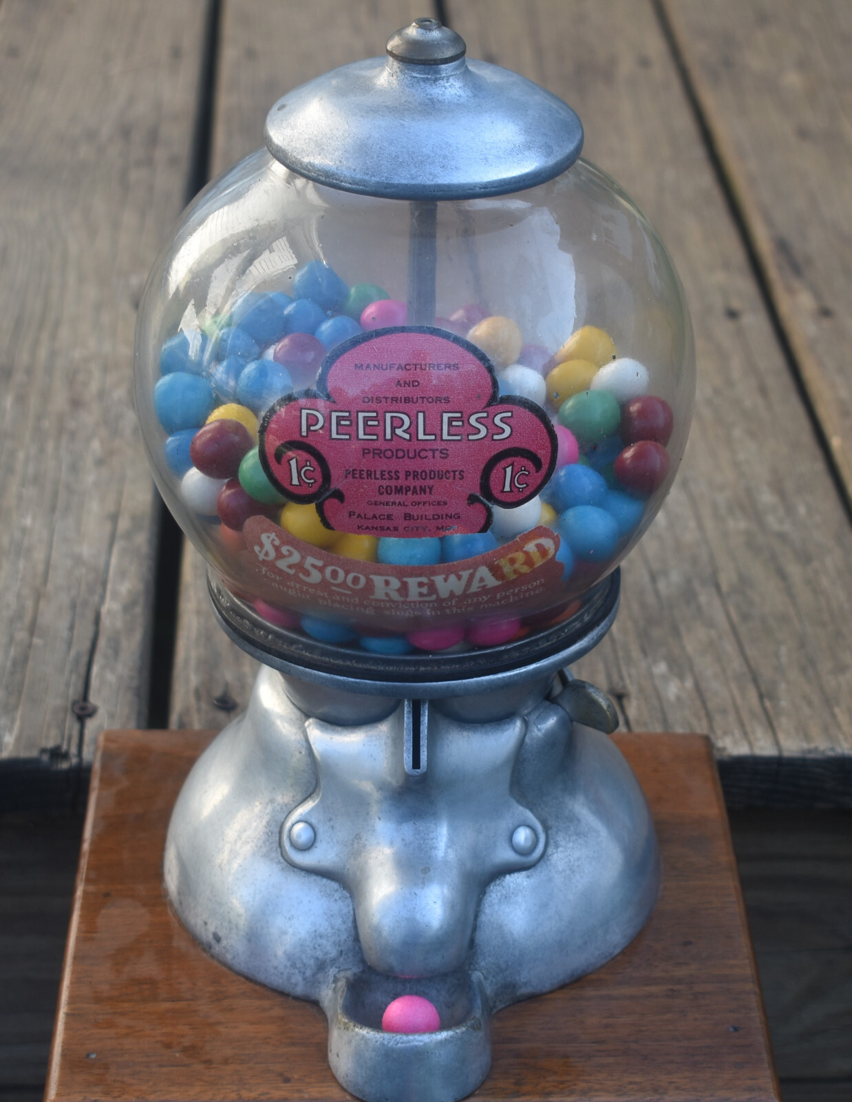 VERY RARE PEERLESS Coin Operated Blue Bird Products Penny Drop Vendor ...