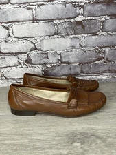 Bally Margy Brown Leather Kiltie Braided Slip On Loafers Shoes Women Sz 9N US/39