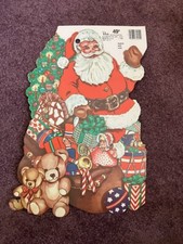Vintage Santa Christmas Die Cut Paper Cut Out Cardboard Decoration