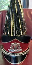 Demoulin Bros & Co Marching Band Red & Black Hat W Plume Size Med GUC USA