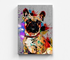 Leinwandbild Tableau Pop Art Französische Bulldogge Graffiti Wandbild Bilder